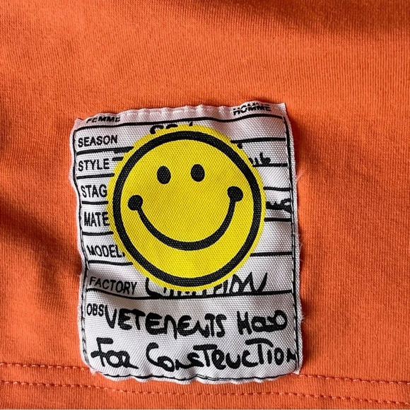 Smily face t-shirt with beads, orange - Picture 3 of 5